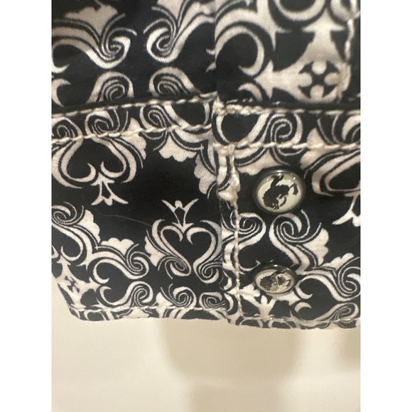 Cruel Girl Western Shirt Medium Black White Print Long Sleeve pearl snap horse - Picture 7 of 7